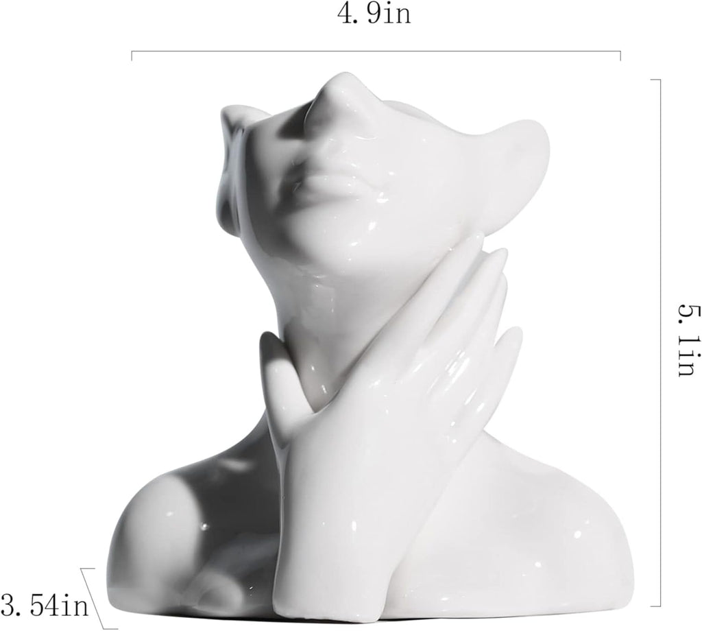 XSMXLNKWL Ceramic Face Vase White Flower Vase for Decor, Female Face Vase Art, Modern Decorative Vase Centerpiece for Table, Shelf, Living Room, Office, Bedroom, Small
