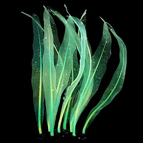 1Pcs Aquarium Decoration Green Plants Simulation Artificial Water Grass Plastic Fish Tank Decor Plant Silicone Glowing Kelp Ornament Aquarium Accessories,Green,7.08in