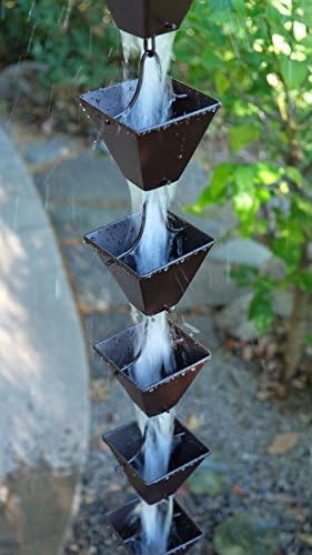 Nutshell Stores Medium Square Cups Rain Chain - Bronze - 14 Feet