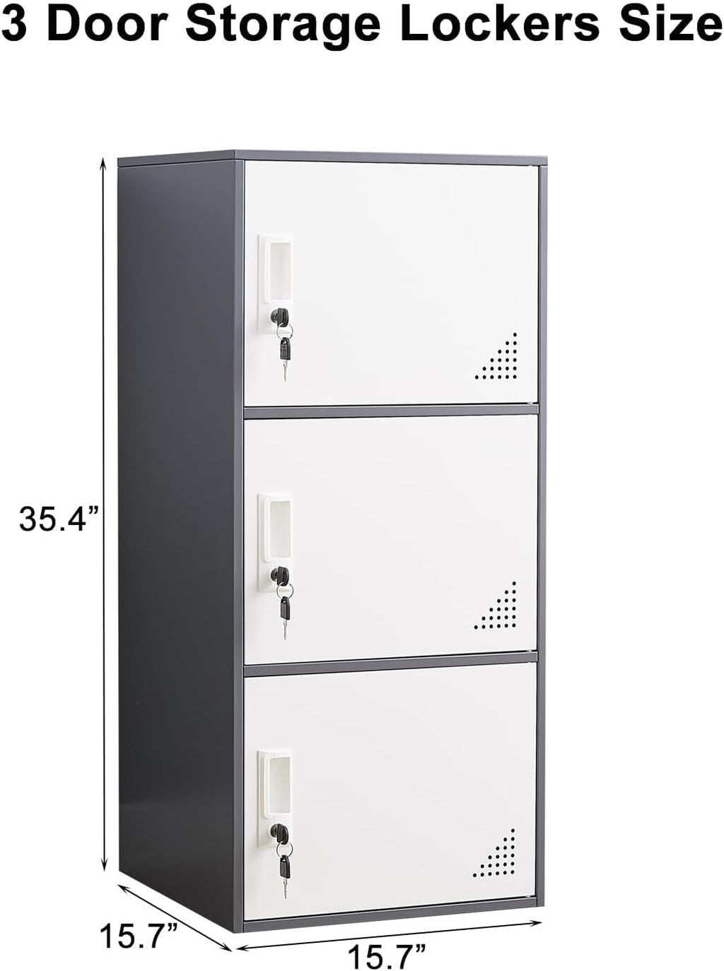 Student Locker Organizer, Multi-Door Steel Locker, Small Locking Cabinet Storage Organizer, Office File Cabinet, Home Locker, Gym Locker, Metal Storage Locker (3 Door, Gray & White)