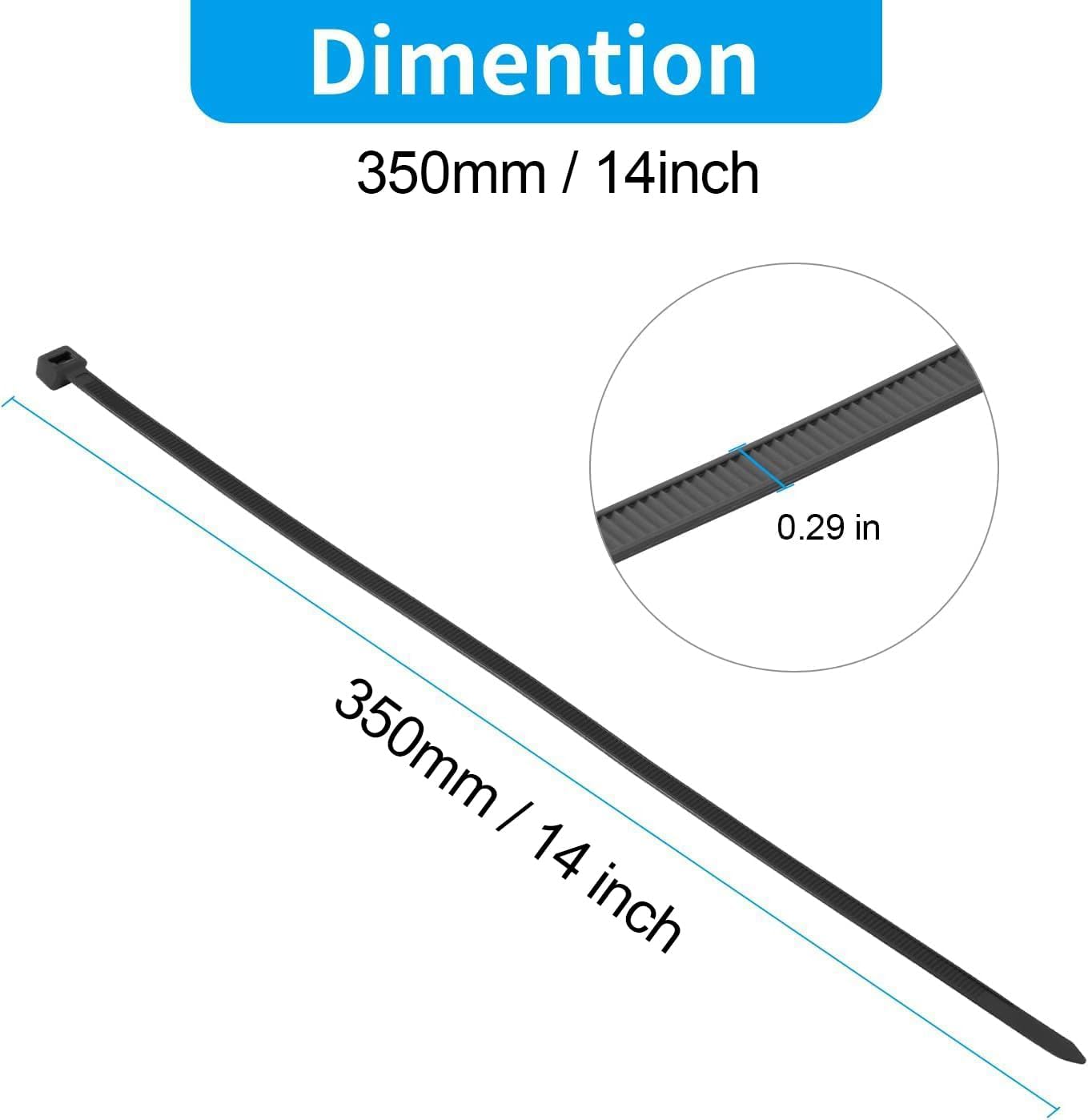 XINGO 14 Inch Gold Zip Ties Heavy Duty 100 Pack, 120 LBS Tensile Strength, Premium Nylon Cable Wire Ties, Self-locking Plastic Ties for Indoor and Outdoor Use