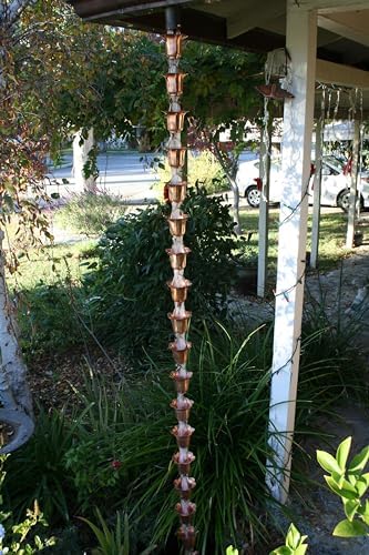 Nutshell Stores Flower Cups Rain Chain - Copper - 14 Feet