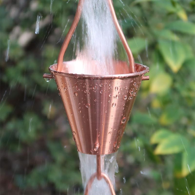 Nutshell Stores Steel Cups Rain Chain - Copper Plated - 18 Feet