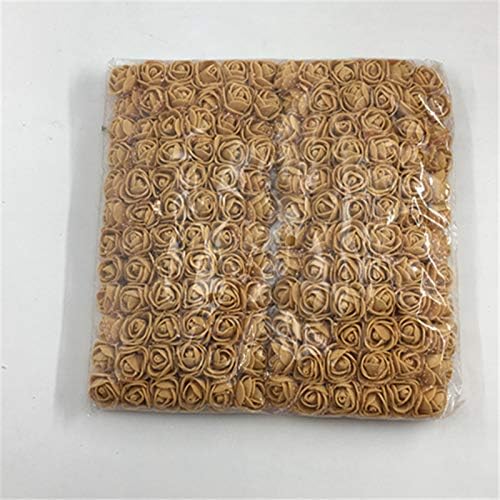 Foam Rose Fake Flowers for Crafts 144 pcs 2 cm Mini Wreaths Artificial Flower Bouquet Multicolor Rose Flower Wedding Scrapbooking Decoration Rose Fake Flower(Tan)