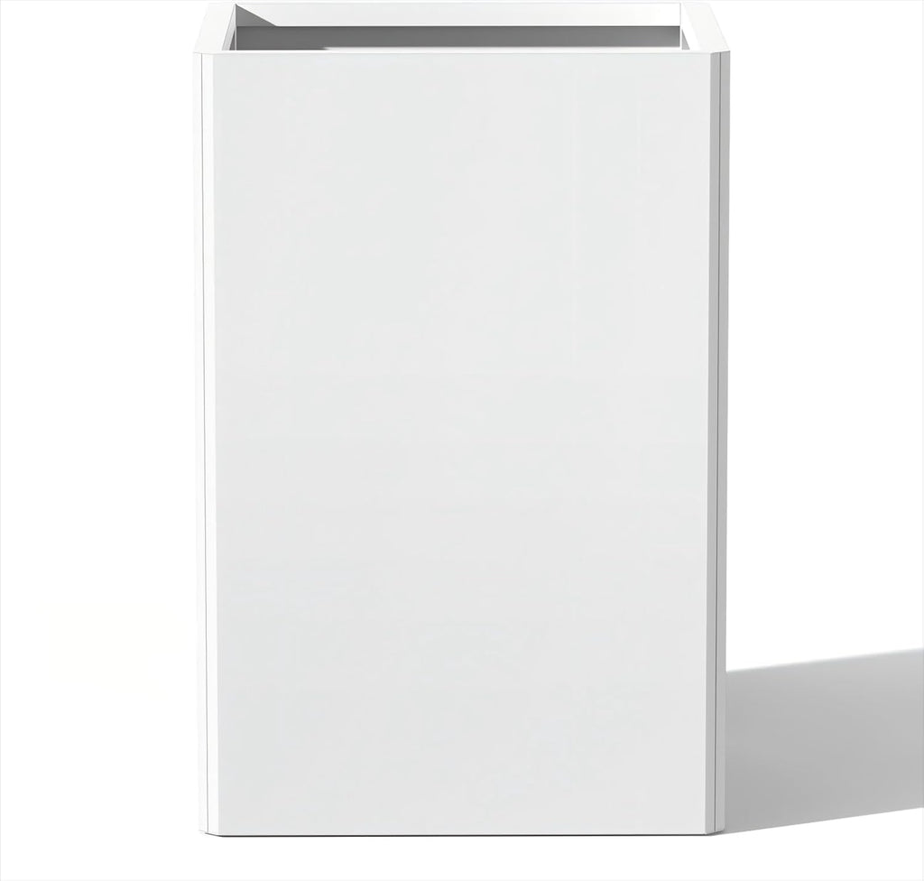 24 Inch Galvanized Steel Planter for Outdoor Plants, White Rectangle Outdoor Planters, Heavy Duty Flower Pot Modern Commercial Residential for Trees Patio Deck Yard Garden