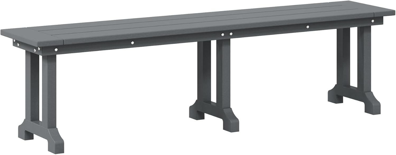 Outdoor Benches Weatherproof, Park Long Bench Poly Lumber Backless for Entryway Front Porch Garden Bench Seat for Patio, Gray