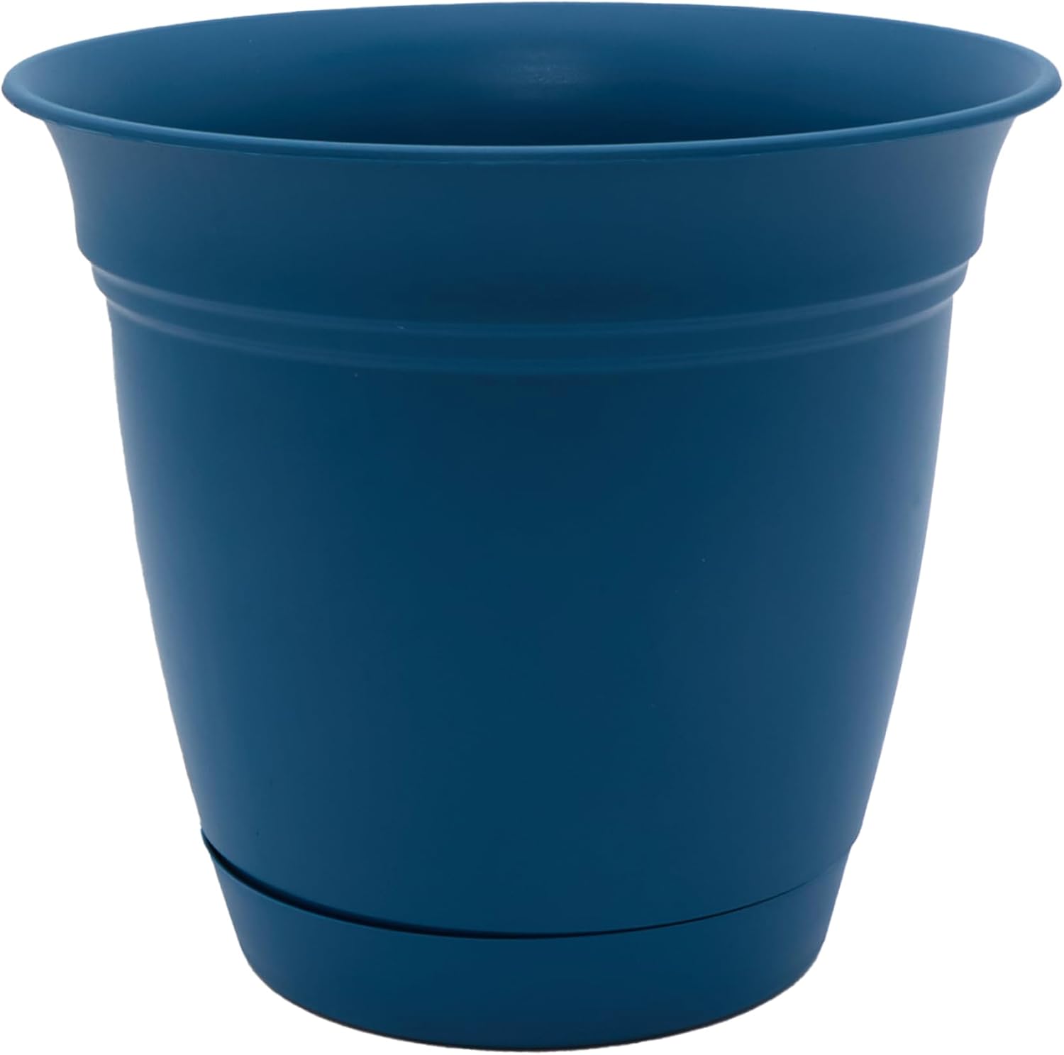 The HC Companies Eclipse Round Planter with Saucer - Outdoor & Indoor Plant Pot with Drainage Holes - Lightweight, UV-Resistant Plastic Pots for Plants, Flowers & Herbs (10" Peacock, Pack of 1)