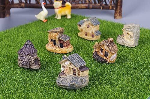 6pcs Miniature Fairy Garden House Accessories, Mini Fairy Stone Cottage Tiny House, for Garden & Patio Micro Landscape Yard Potted Plant Bonsai Terrarium Decoration