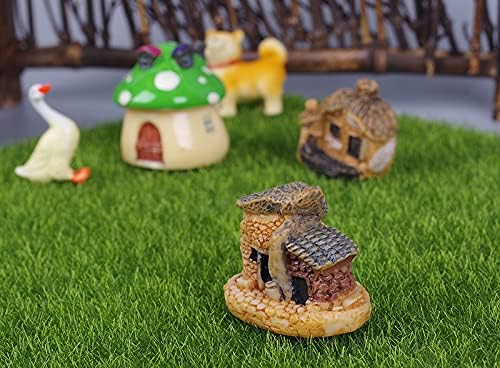 6pcs Miniature Fairy Garden House Accessories, Mini Fairy Stone Cottage Tiny House, for Garden & Patio Micro Landscape Yard Potted Plant Bonsai Terrarium Decoration