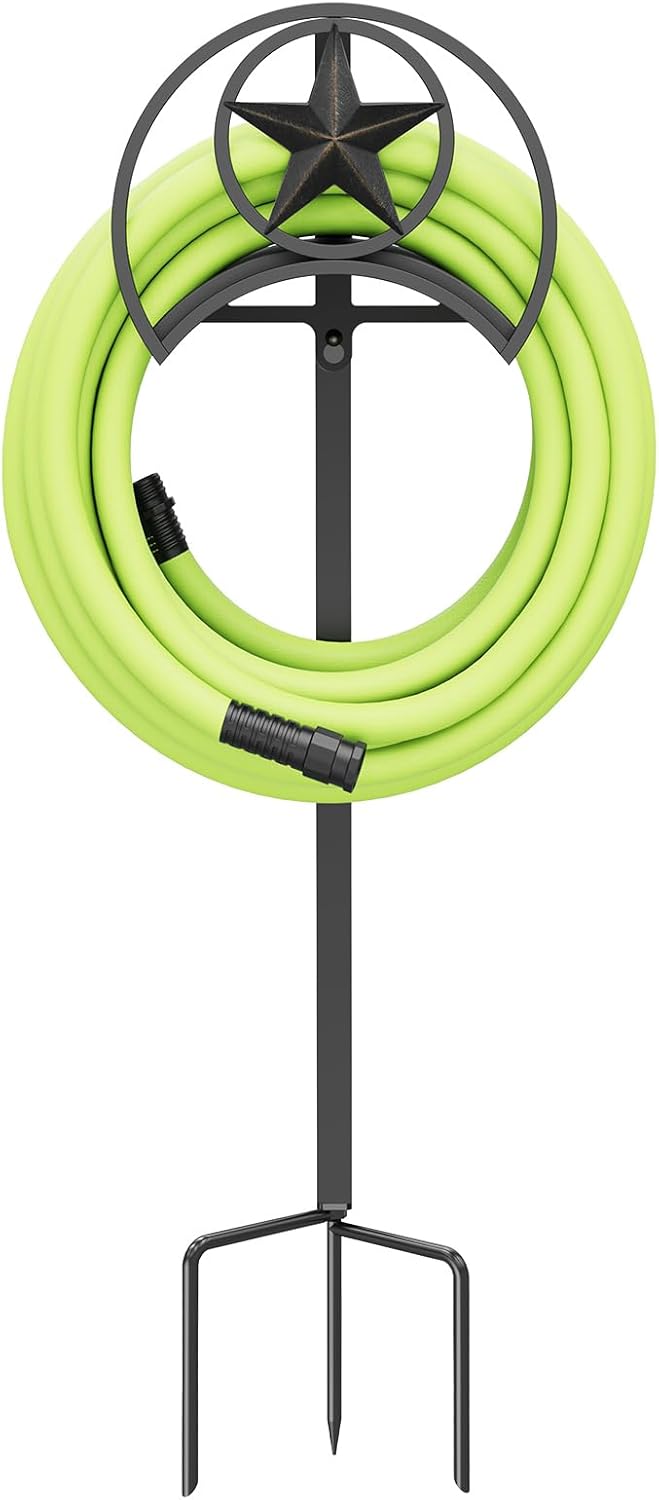 GOFORWILD Garden Hose Holder, Decorative Hose Butler Sturdy Water Hose Rack, Durable Wall Hose Hanger, Hose Reel, Holds 125-Feet of 5/8-Inch Hose, Made of Gauge Steel, 7010