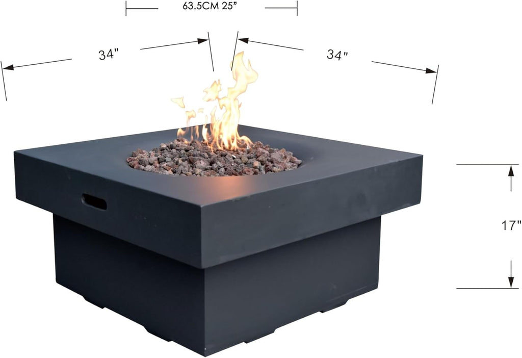 AMS Fireplace | Modeno | Branford | Firepit Table | Cover and Lava Rocks Included | (Fuel: Natural Gas - Black)
