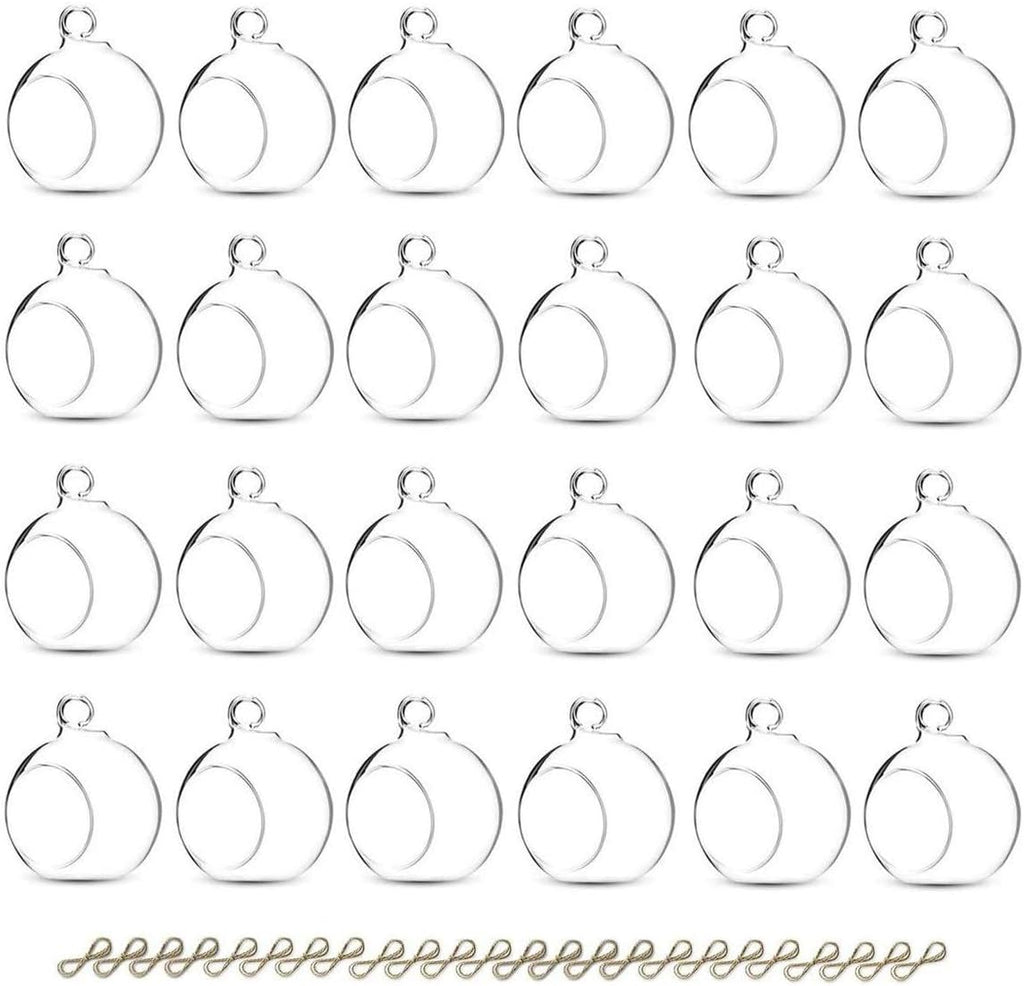 Sziqiqi 3.15" Glass Globes Glass Bulbs Hanging Tea Light Holder Terrarium Container Wedding Centerpiece Backyard Decoration Christmas Ornaments 20pcs+4 Extra