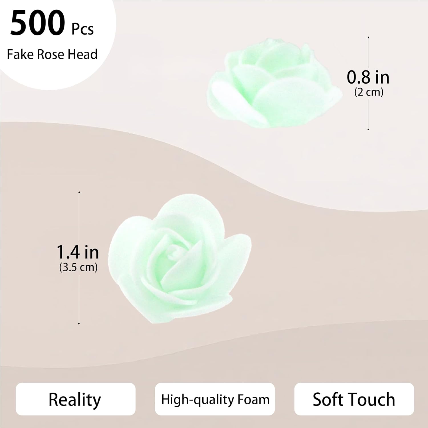 500 Pcs 1.4 Inch Mini Artificial Flowers Head Bulk 5 in 1 Set Faux Foam Fake Small Rose Tiny Baby Flores Bouquet Cake Gift Home Decoration DIY Craft (Aqua Green)