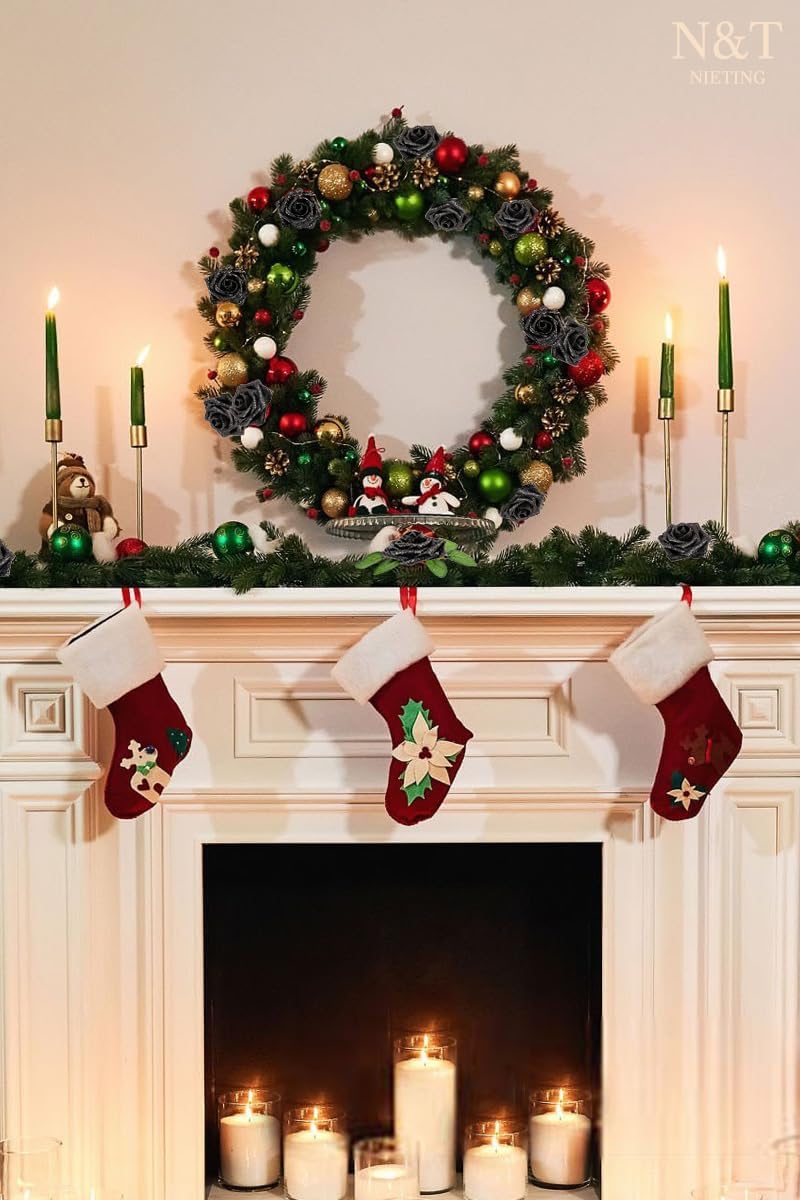 N&T NIETING Artificial Flowers Glowing Black Flowers Foam 50pcs Glitter Roses Real Looking Fake Roses with Stem for DIY Wedding Bouquets Centerpieces Bridal Shower Party Home Decorations