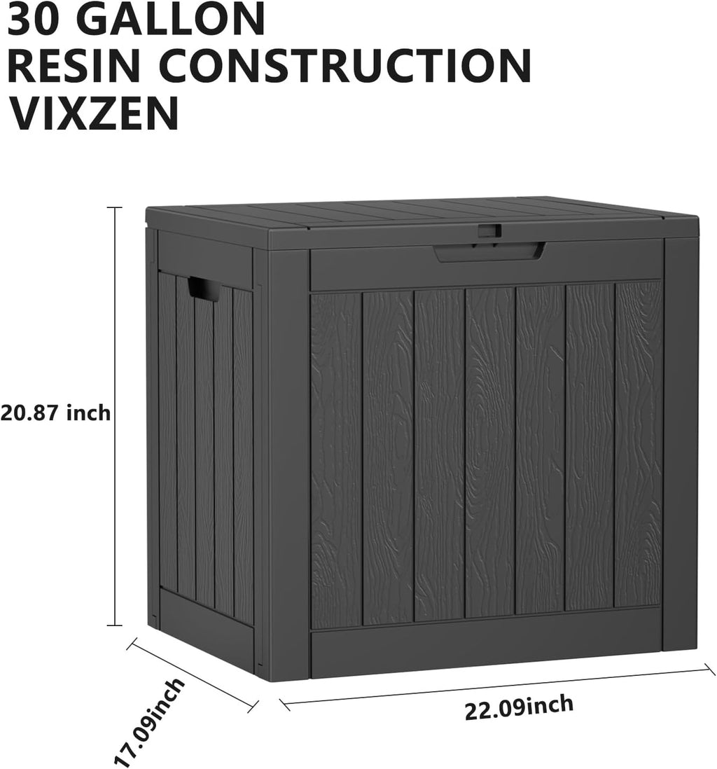 30 Gallon Resin Deck Box,Lockable Outdoor Storage Box for Patio Cushions Storage Furniture,Garden Tools,Pool Supplies, Weatherproof and UV Resistant- Black