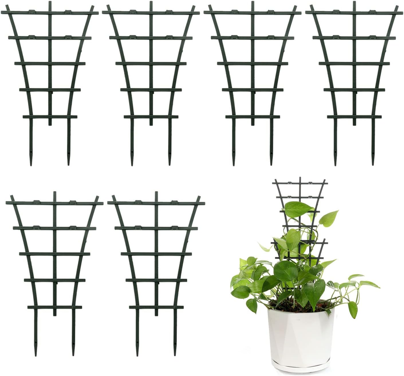 Plant Trellis Indoor, 6Pcs Stackable Plant Trellis for Climbing Plants Indoor, Small Plant Climbing Trellis for Potted Plants Plastic Climbing Plant Support Trellis for Houseplant Hoya Pothos