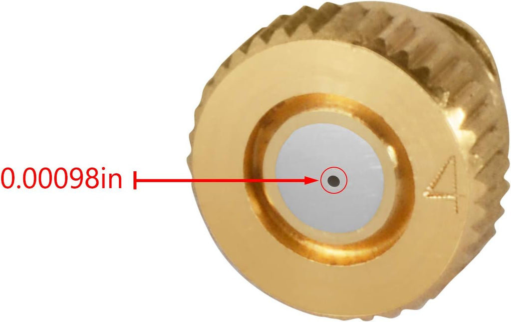 Brass Misting Nozzles 0.016" Orifice (0.4mm) 10/24 UNC, Water Mister Parts Fog Nozzles for Patio Misting System Outdoor Cooling System (40pcs)