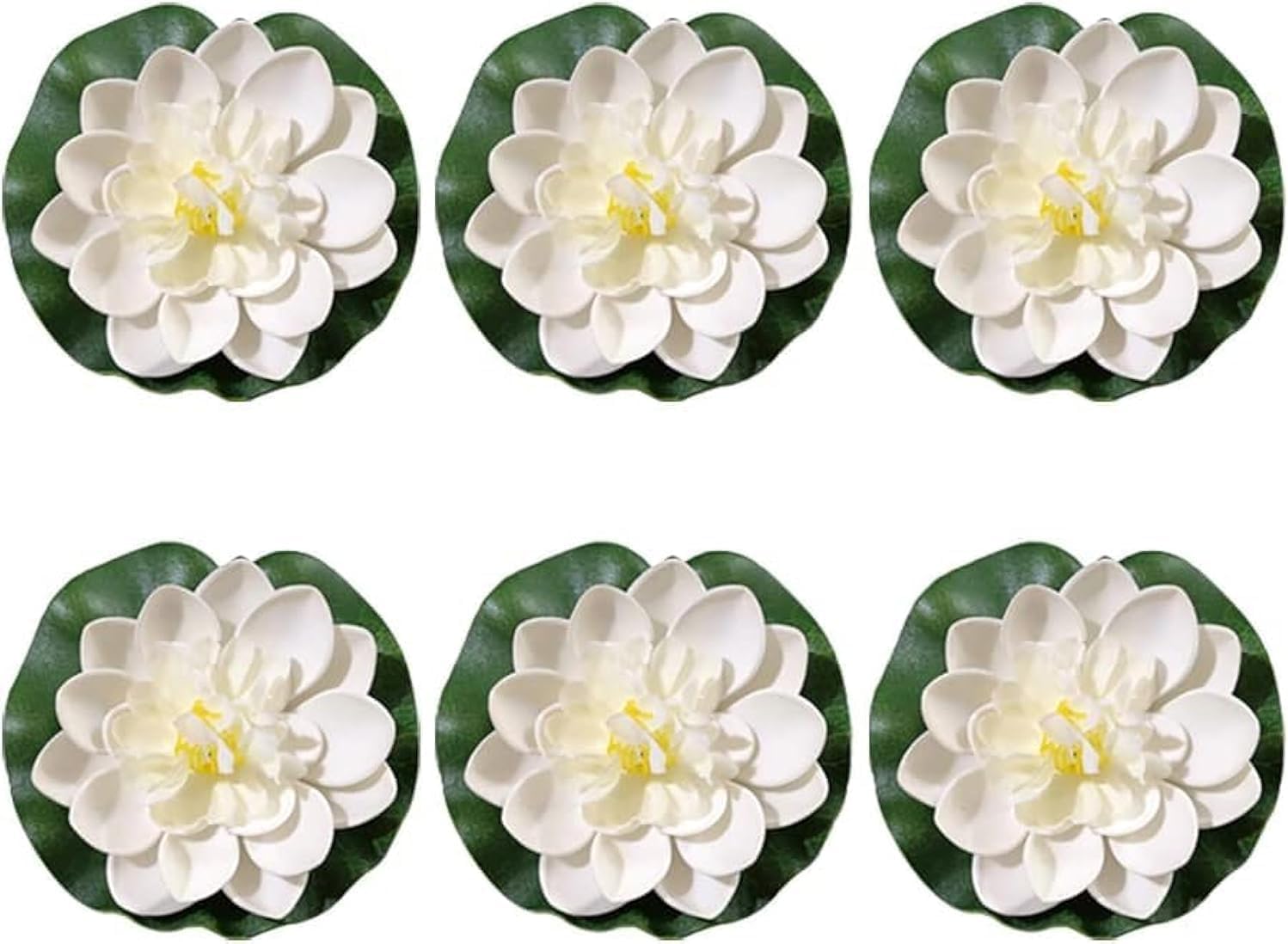 6 Pcs White Artificial Lotus Flowers Large Floating Lotus Flowers Faux Flowers Water Lily Flowers Fish Pond Plants with Artificial Lily Pads, Home Decor Flowers