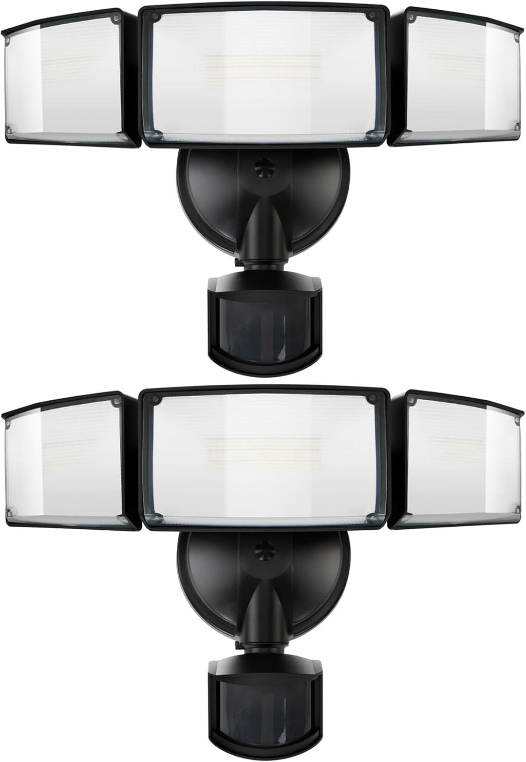UME 2 Pack 5500LM LED Security Lights Motion Sensor Light Outdoor, 49W, 5000K Daylight, IP65 Waterproof, Dusk to Dawn, 3 Head Motion Detected Flood Light for Garage, Yard, Porch (Black)