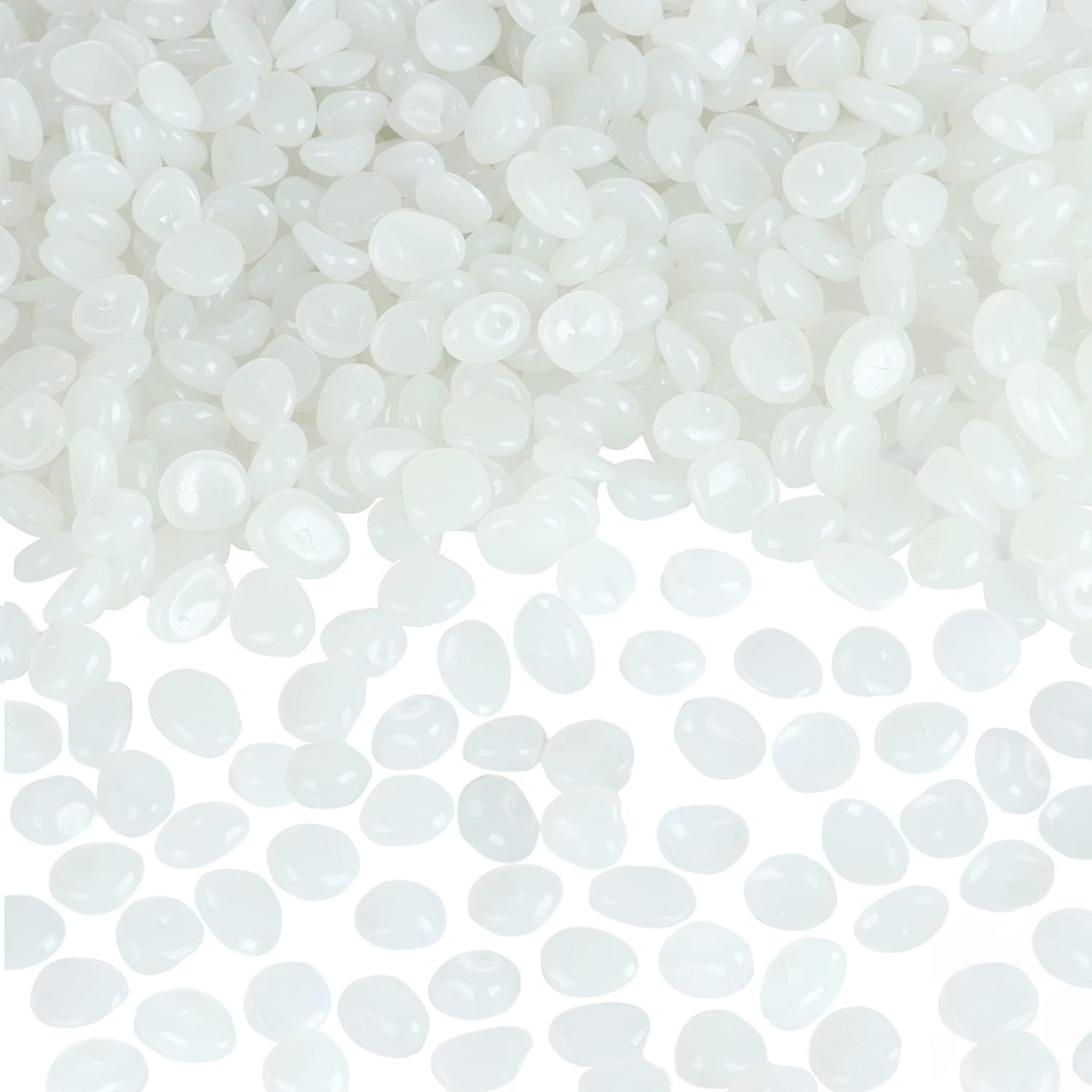 Glow in The Dark Rocks Outdoor Decorative Stones, 1000 PCS White Glows Blue Small Luminous Pebbles for Garden Walkway Fish Tank Aquarium Planter Vase Filler