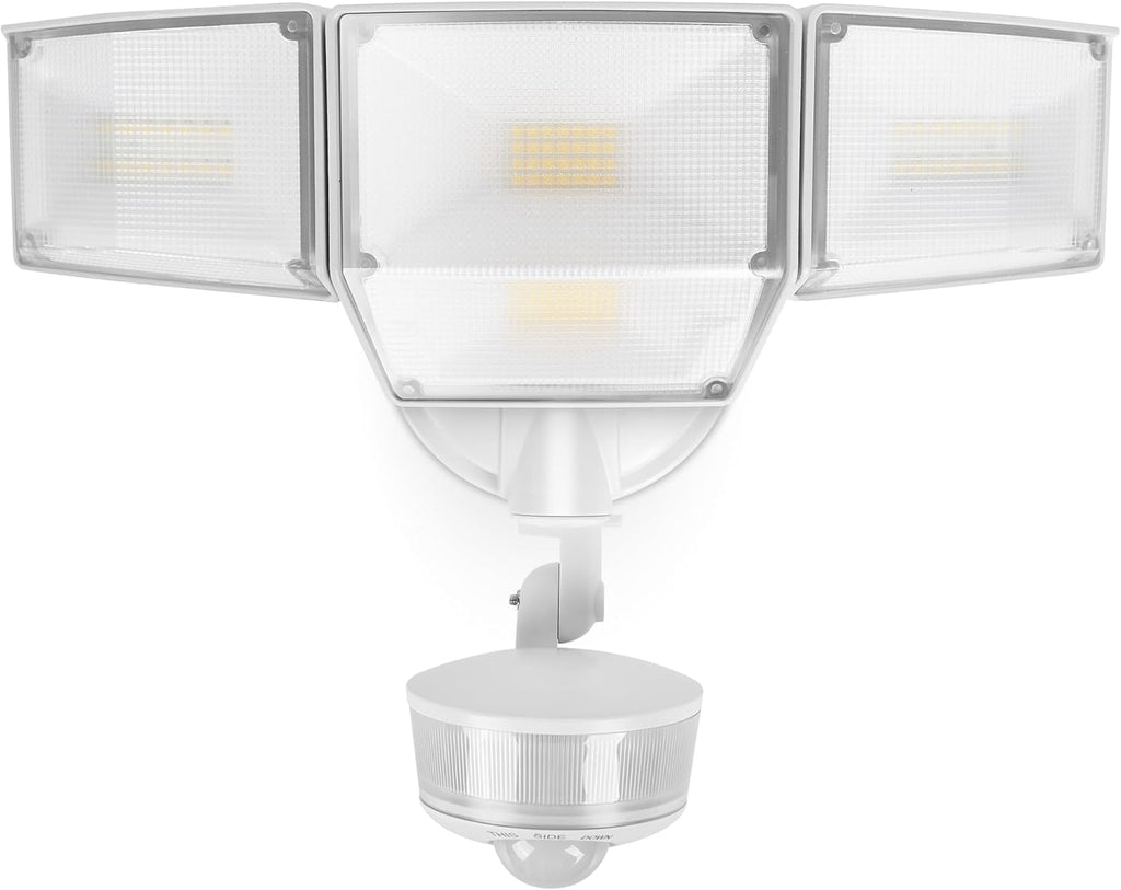 LUTEC 84W 9500LM LED Security Light Motion Sensor Outdoor Lights with Night Light, 4 Head LED Flood Lights Outdoor 5000K Daylight, IP65 Waterproof, Motion Detected Lights for Outside (White)