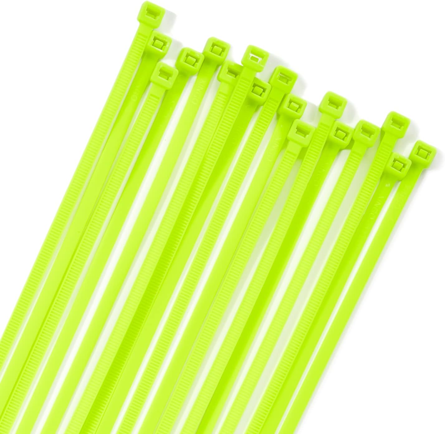 XINGO 100PCS Cable Zip Ties Heavy Duty, Premium Nylon Plastic Wire Ties with 50 Pounds Tensile Strength, Self-Locking Black Nylon Zip Ties for Indoor and Outdoor (14 inch, Apple Green)