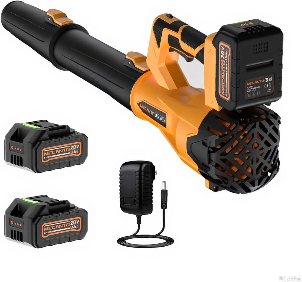 Leaf Blower Cordless, 650 CFM/170 MPH, 6-Speed Levels with 2 X 4.0Ah Handheld Battery Leaf Blower, Electric Blowers for Lawn Care, Garden, Yard (Yellow & 2 Battery)