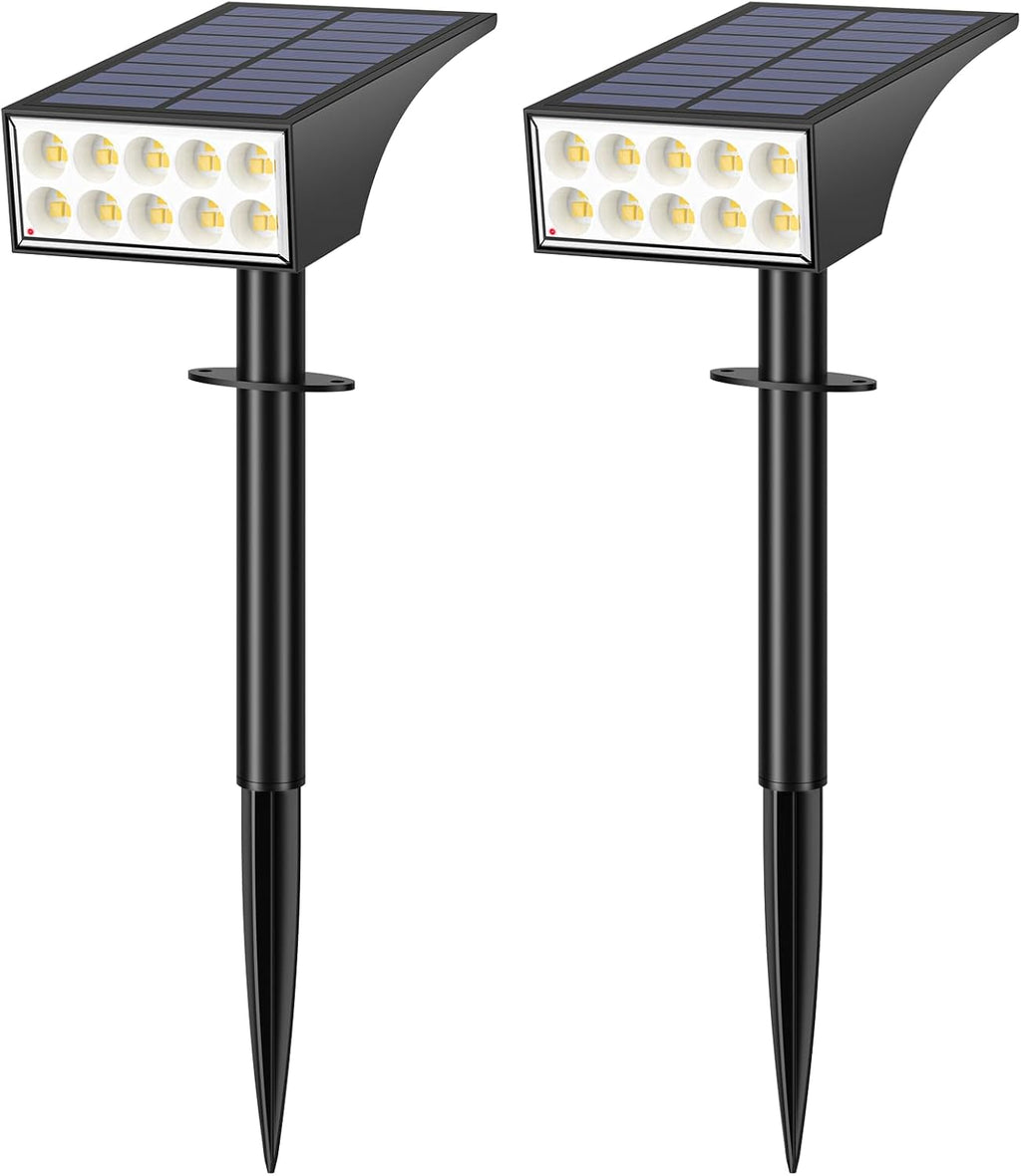 Solar Spot Lights Outdoor Waterproof IP65, Bright LEDs Solar Landscape Lighting for Outside Garden Yard, Solar Powered Spotlights for Accent Uplighting Backyard Statue Palm Tree, 2 Pack/Warm