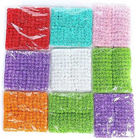 144 Pieces 2cm Mini Fake Rose Flower Heads Foam Artificial Roses for Valentine Day Wedding DIY Decor Craft (Bottom add Gauze) Orange