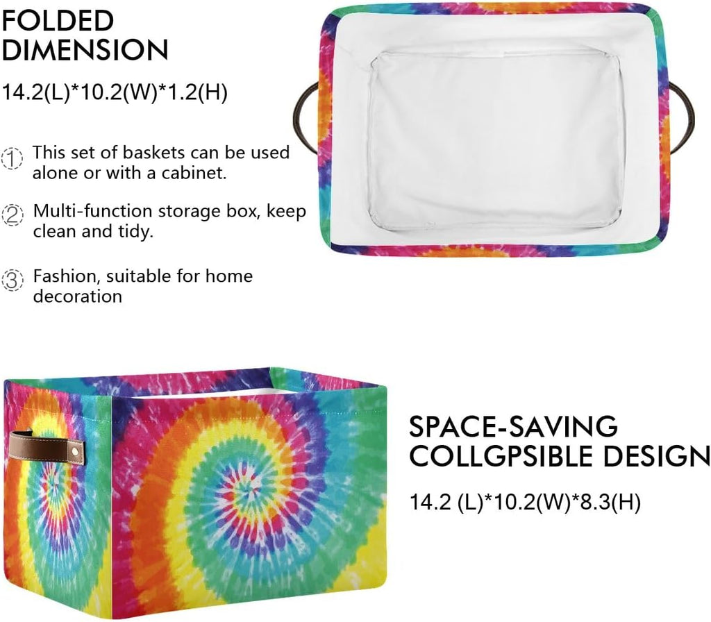 Tie-Dye Rectangular Storage Basket Organizer Bin Shelf Baskets For Clothes Gifts For Home Office Dorm