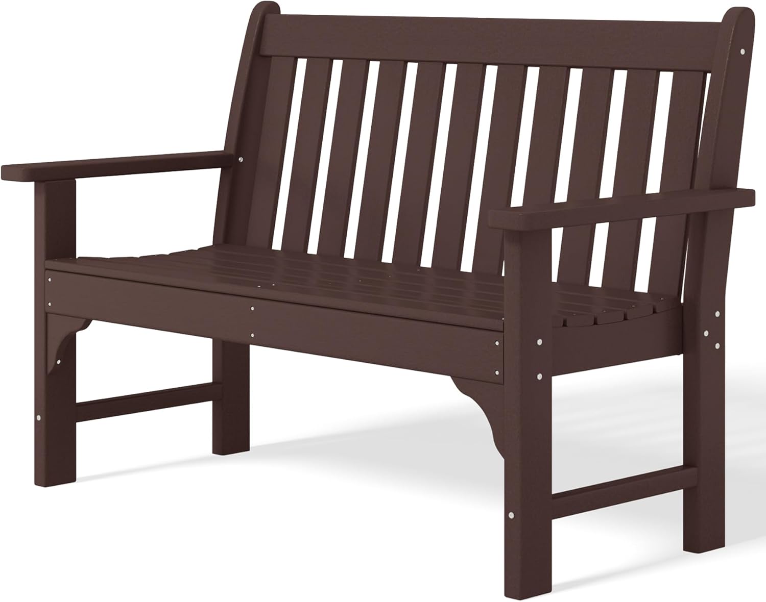 Garden Bench, Farmhouse Park Front Porch for Entryway Bench Outdoor Seating Low Bench Patio Bench Outside/Indoor, Dark Brown