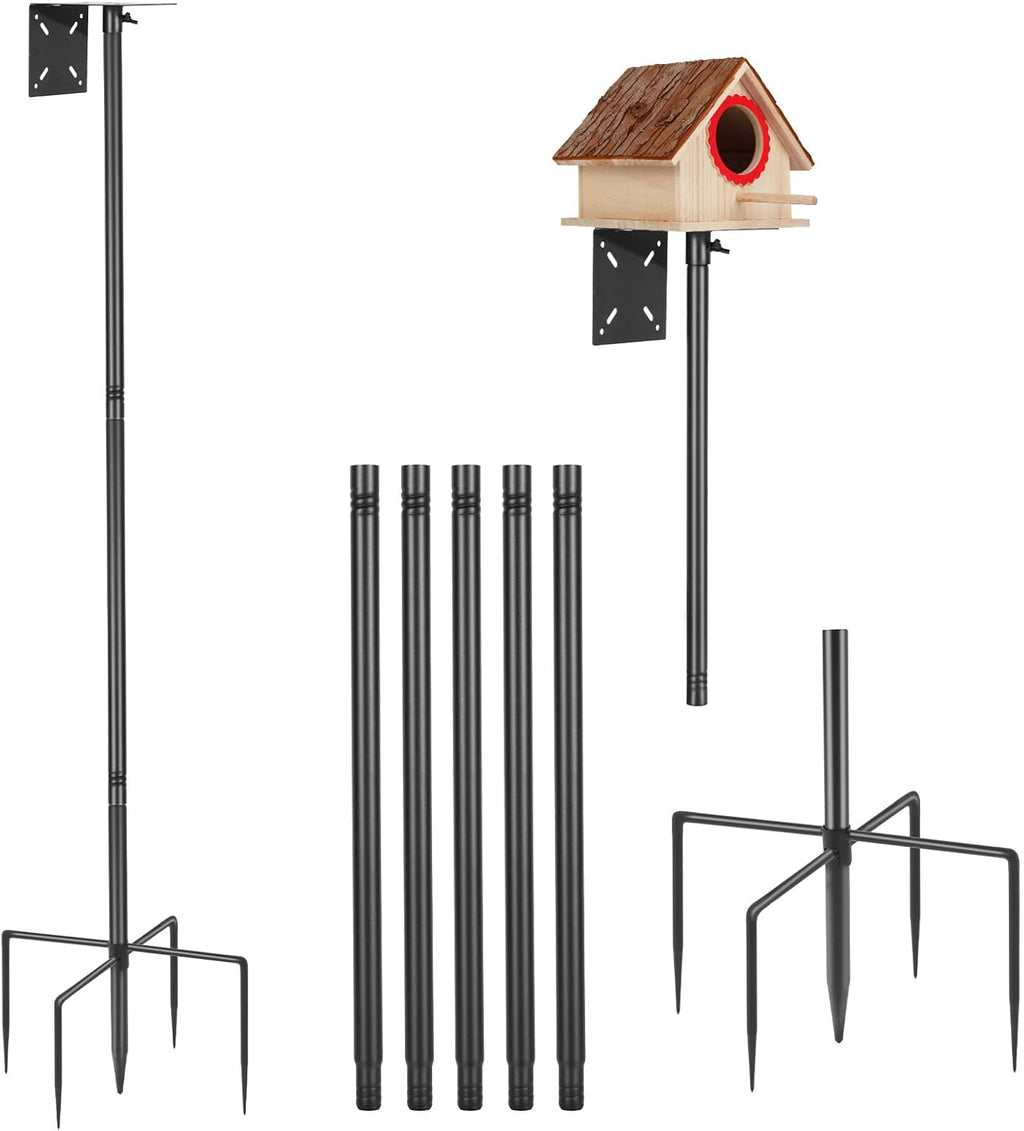 Smart Bird Feeder Pole - (32-92 Inch) Adjustable Bird House Pole Compatible with BirdBuddy, Outdoors Weather Station and Variety of Smart Birdhouse Styles, Heavy Duty Bird Feeder Stand Mount Kit