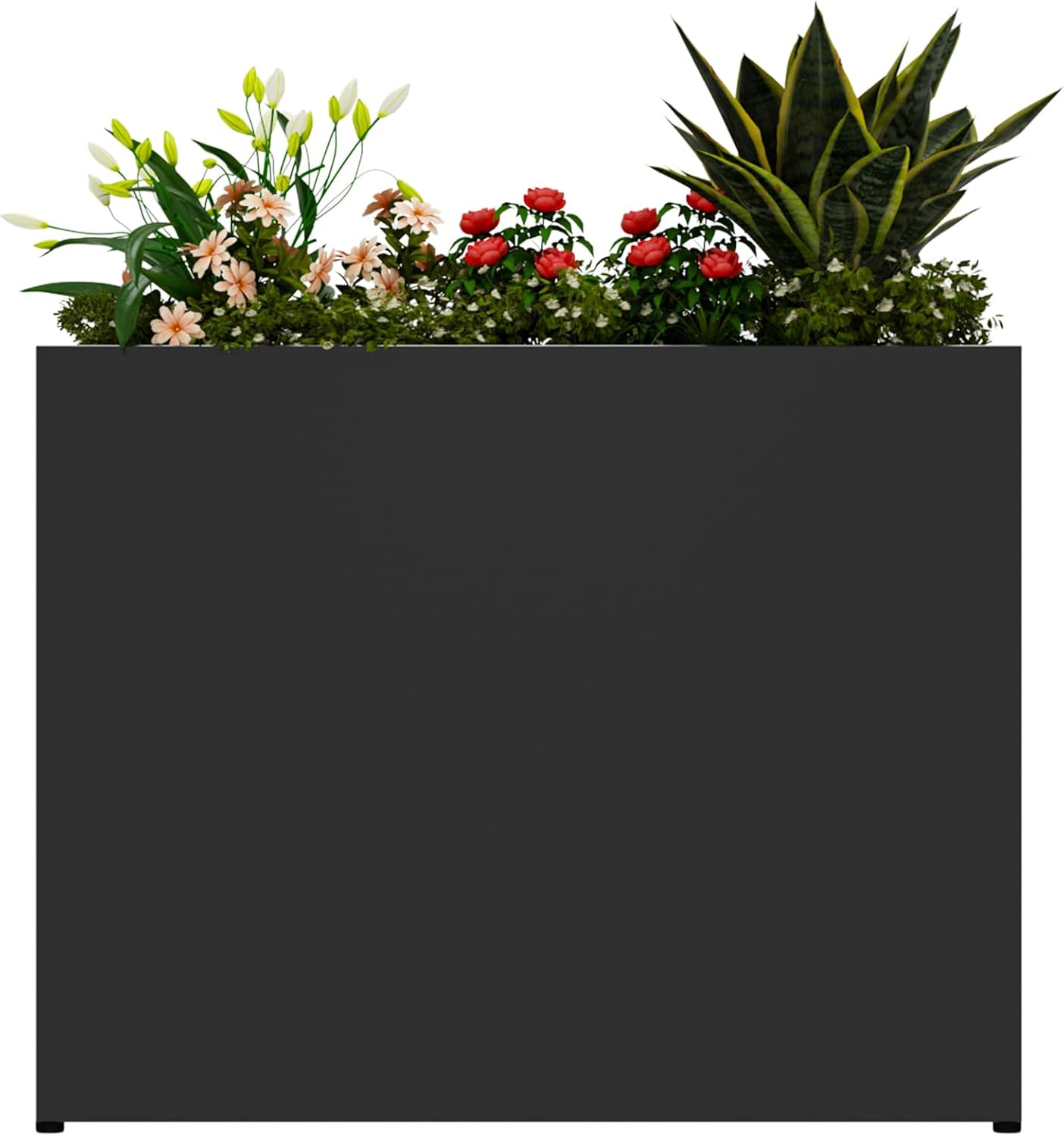 38" L x 10" W x 30" H Black Planter Box - Thickened Galvanized Steel with Weather-Resistant Coating, Heavy-Duty Raised Garden Bed for Outdoor Plants, Easy Assembly & Adjustable Feet