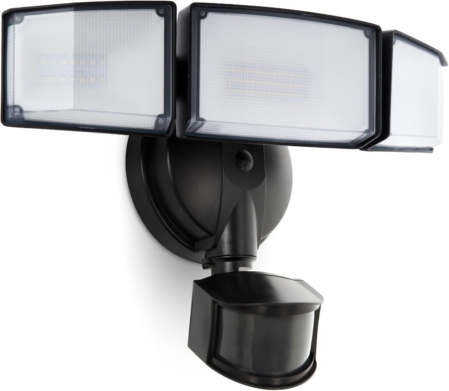 UME 49W LED Security Lights Motion Sensor Light Outdoor, 5000K Daylight, IP65 Waterproof, Dusk to Dawn, 3 Head Motion Detected Flood Light for Garage, Yard, Porch (Black)