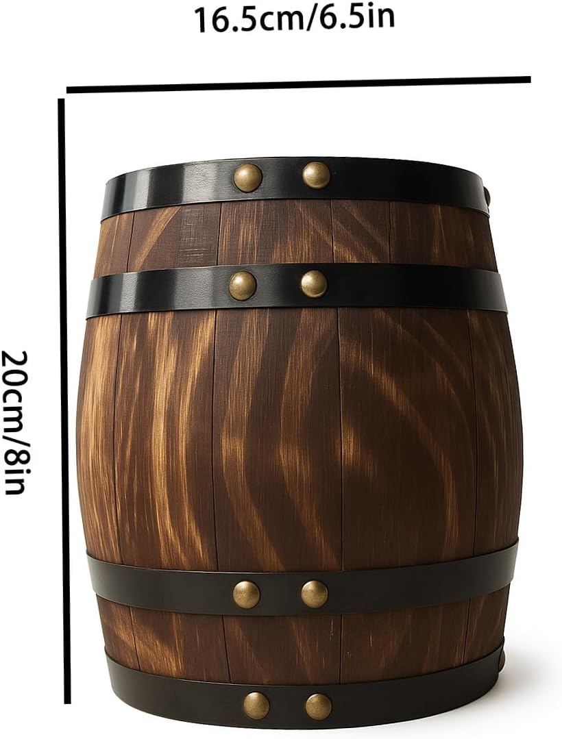 2 Pcs Wood Wine Barrel Vase 8" x 6.5" – Vintage Flower Vase Container Rustic Barrel Planter for Wedding Reception, Table Decoration, Home Indoor/Outdoor Garden, Kitchen, Party
