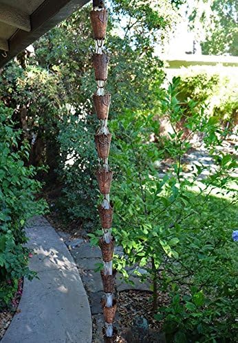 Nautical Cups Copper Rain Chain with Installation Kit - 9 Foot