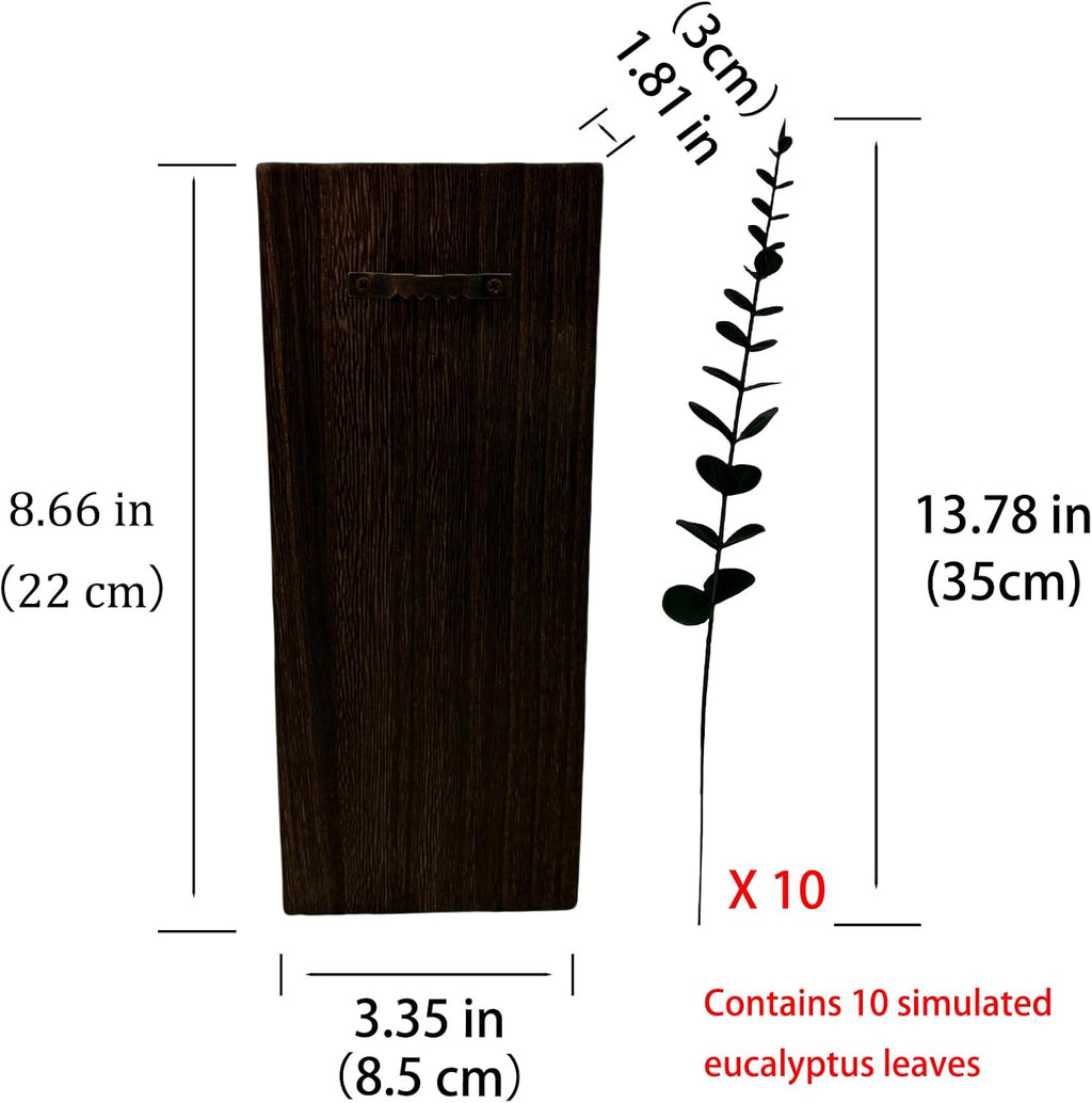 2 Pieces Wooden Wall Hanging Plant Pots Vase Contains Artificial Green Plants for Indoor Fake Plants Greenery Flowers, Modern Planters for Bathroom, Living Room, Kitchen Decor, (Brown)