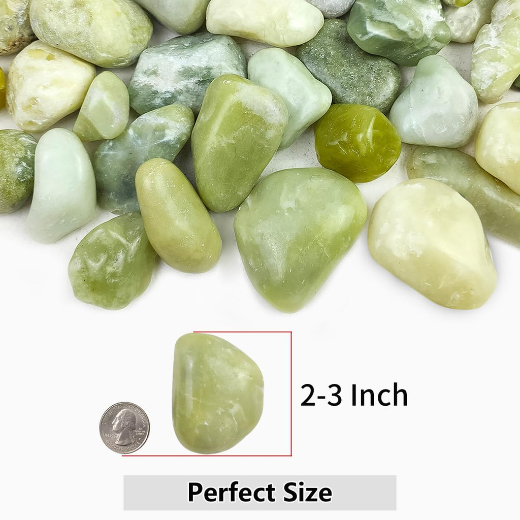 40lbs Jade River Rocks for Landscaping, 2-3 Inch Natural Pebbles for Indoor Plants, High Polished Decorative Stones Garden Outdoor and Indoor DIY Vase Filler Fish Tank Aquariums