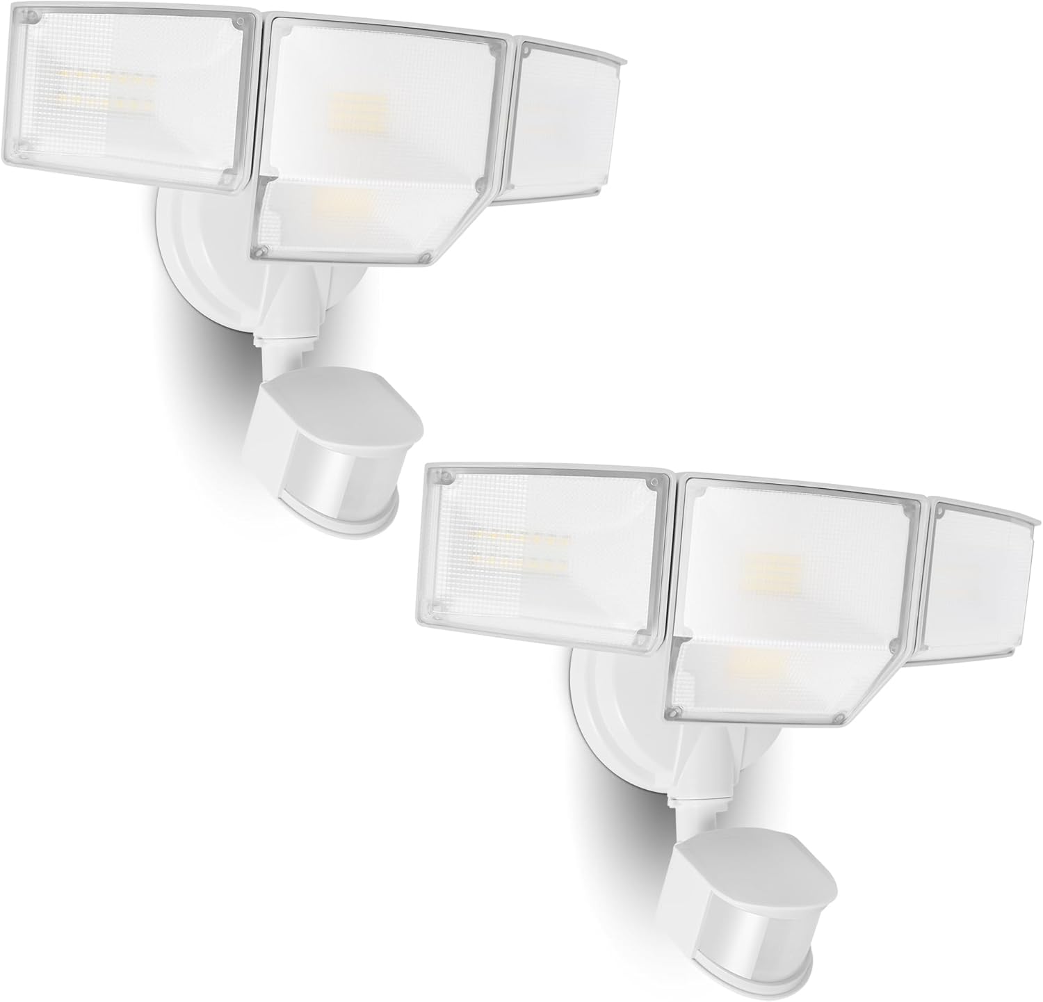 LUTEC 80W 9000LM LED Security Lights Motion Sensor Outdoor Lights, 4 Head LED Flood Light Outdoor 5000K Daylight, IP65 Waterproof, Motion Detected Light for Outside, Garage, Yard - 2 Pack (White)