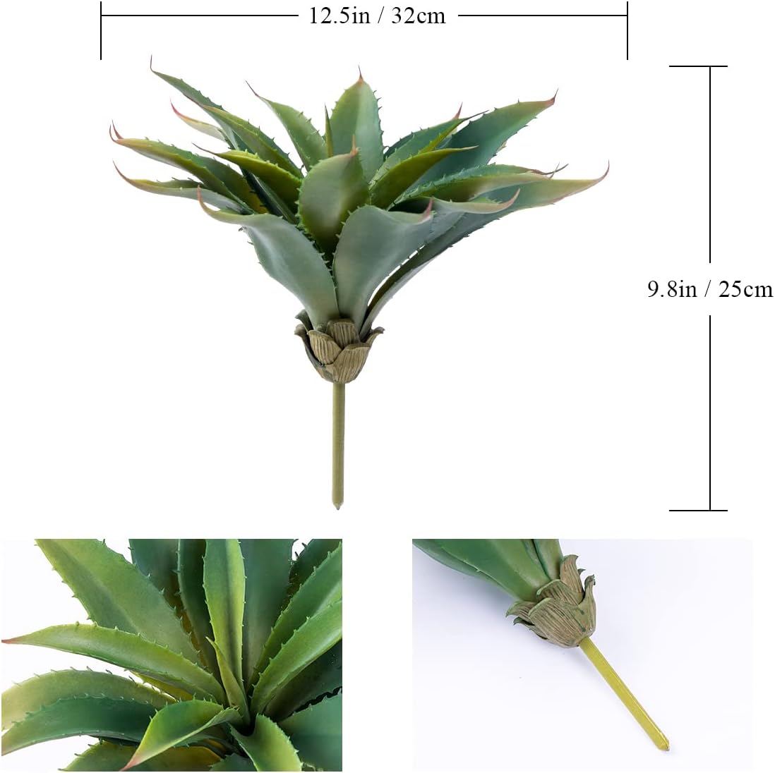 Veryhome Succulents Plants Artificial Aloe Plant, 12.5Inch Large Faux Succulents Unpotted, Premium Crafting DIY Greenery Decor for Indoor & Outdoor(4Pcs-Green)