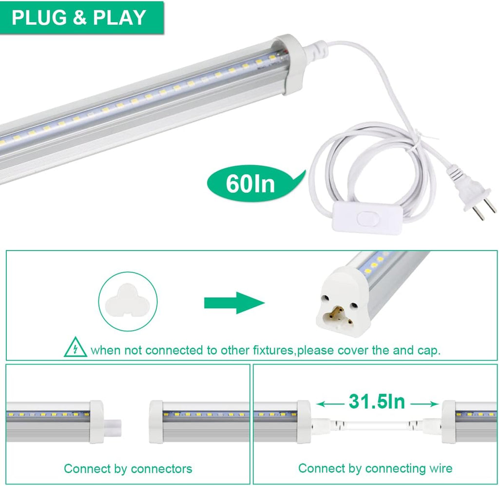 T5 Grow Lights 5000K Full Spectrum,1.4FT (4pcs x 10 Watts) Plant Growing Lamp,End-to-End Connectable Led Light Strips for Indoor Plants Succulents Flowers Growing