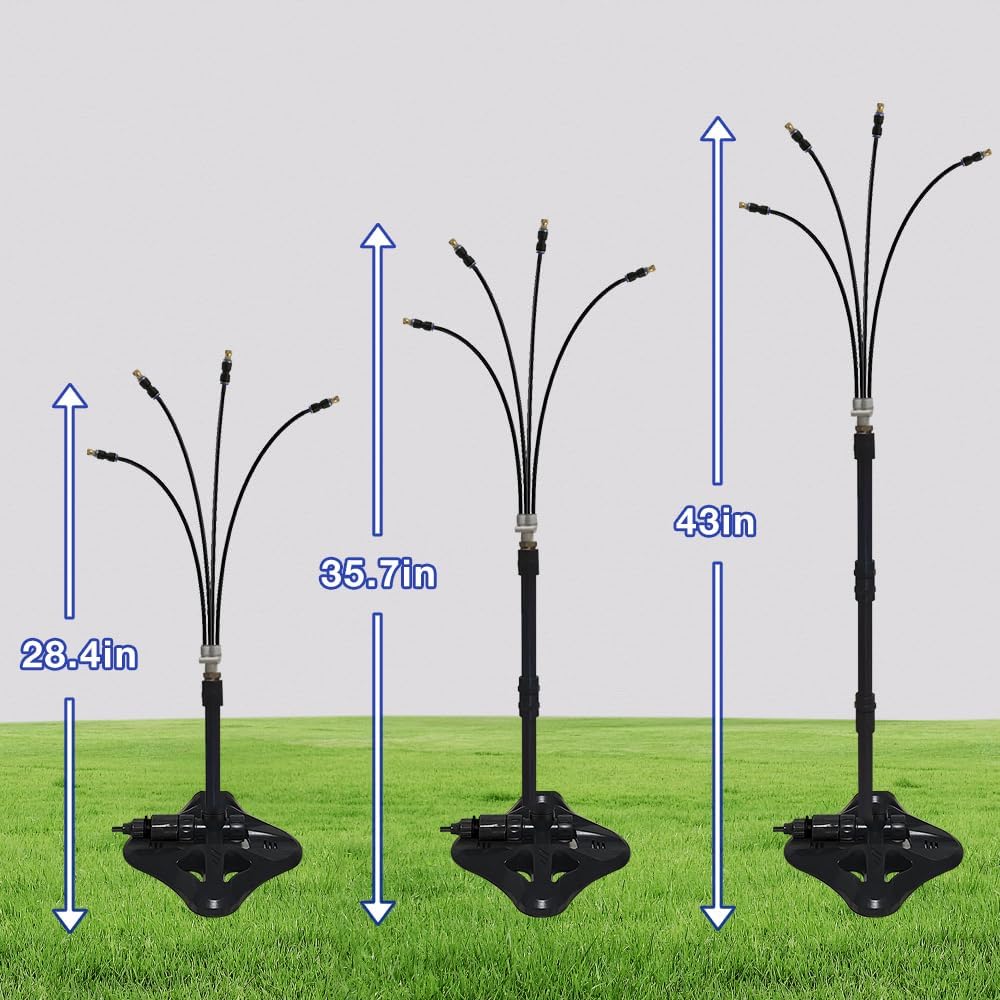UR FOREST Updated Standing Misting Cooling System 26.2FT (8M) Misting Line + 4 Brass Misting Nozzles,2 Height Option, Stand Mister Hose for Outside Outdoor Patio, Pet Cooling, Kids Water Playing-BLACK