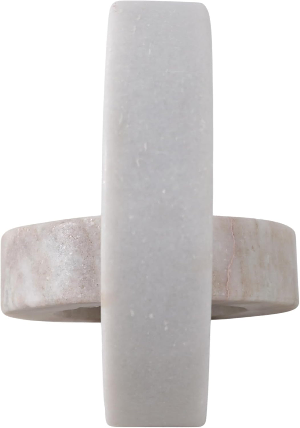 Home Decor and Bathroom Decor Marble Double Ring – Modern Shelf Sculpture and Office Accents for Room Styling – Coffee Table Ornaments and Living Room Decor Statues Design – 6", White & Beige