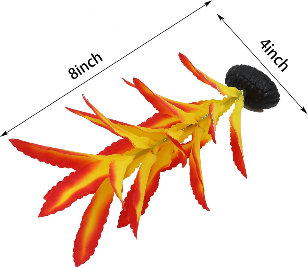 Silk Aquarium Plants for Betta Fish Tank, 2 Pcs 7.8 Inch Small Silk Aquarium Plant Aquatic Water Grass Decoration (Yellow-Red, 8 Inch)