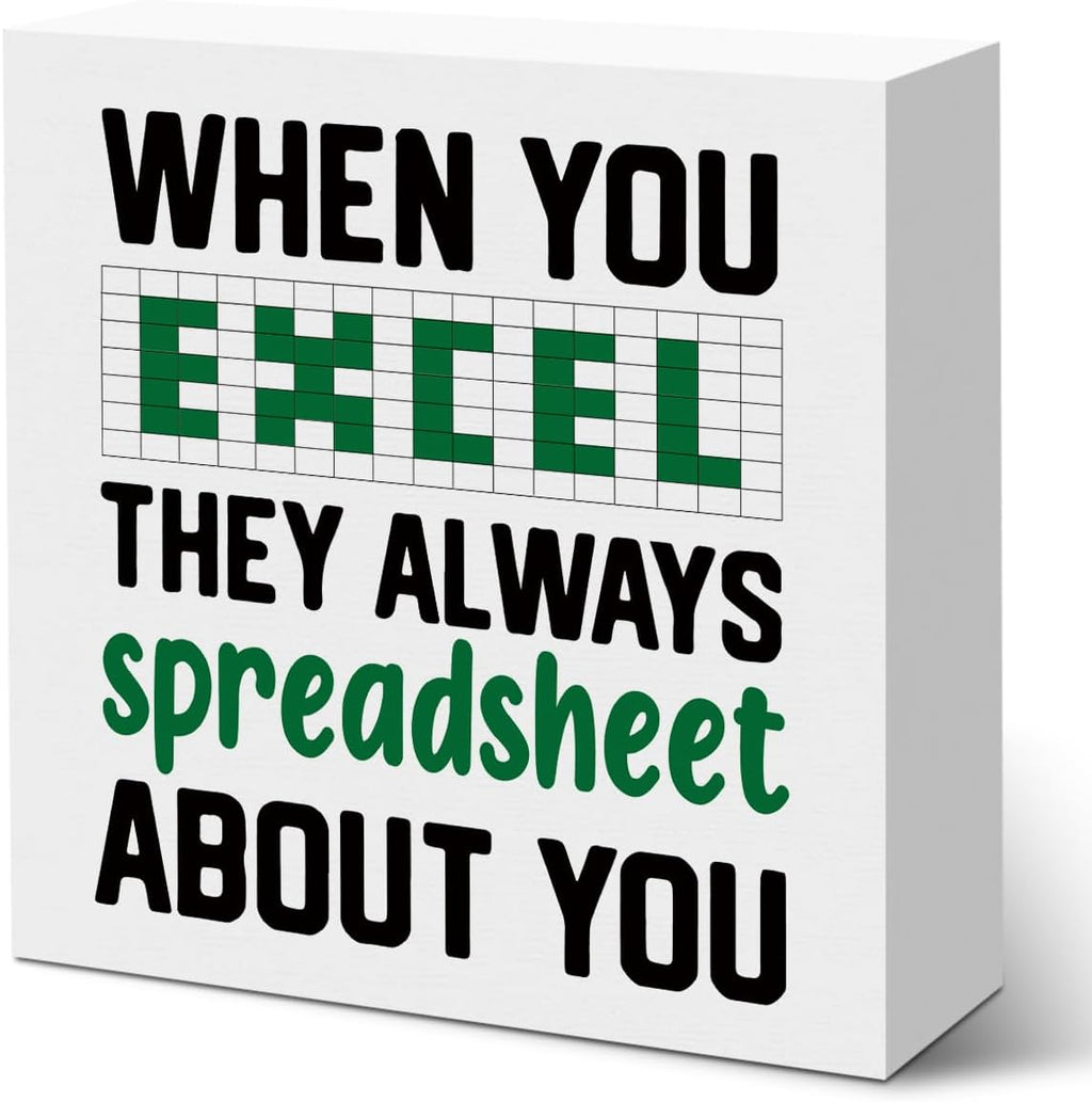 Accountant Quote Wooden Box Sign, Office Sign Desk Decorative Wooden Signs, Humorous Office Decor for Desk Shelf Tabletop Counter, Accountant Gifts For Coworker Friend