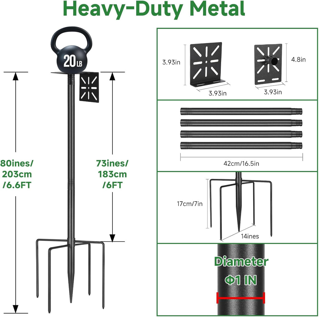 Smart Bird Feeder Pole-Heavy Duty Adjustable 3-6.6ft Universal Birdhouse Stand Mount for Backyard&Outdoor Bird Houses/Cameras (80'Pole)