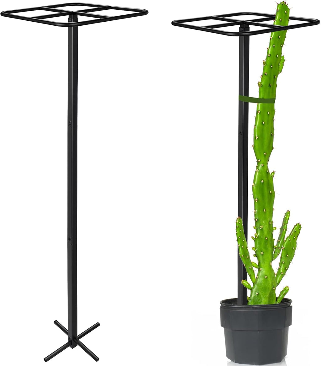 1 Pcs Adjustable Metal Dragon Fruit Plant Trellis 12" x 12" x 50" Durable Vertical Support Tower Plant Cage for Gardening Climbing Plants Trees Cactus Outdoor Garden, Installation Required