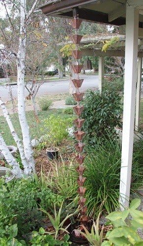 Nutshell Stores Medium Square Cups Rain Chain - Pre-Aged Copper - 10 Feet