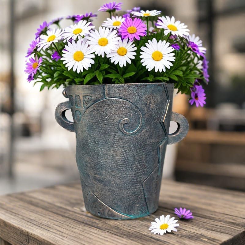 Picasso Abstract Face Planter - 3D Jigsaw Resin Vase with Drainage Hole - Modern Decorative Face Flower Pot for Indoor Plants & Home Décor