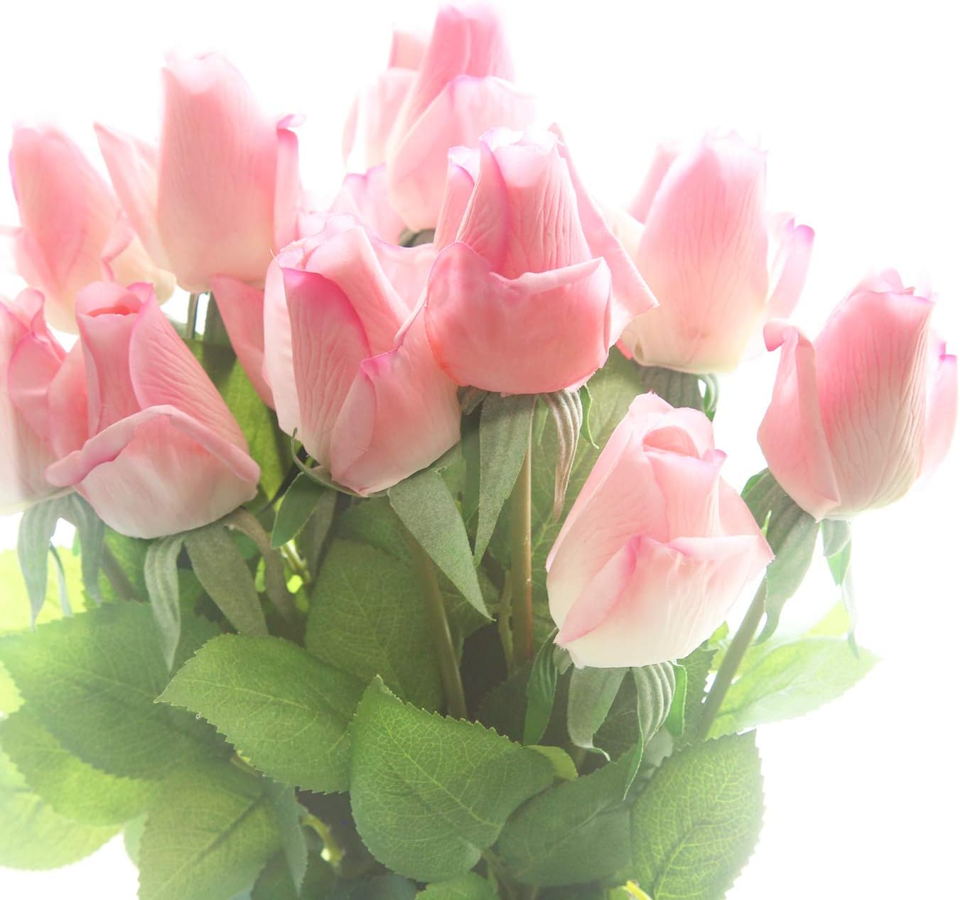 12pcs Real Look Artificial Rose Buds, 22 Inch Real Touch Silk Rosebud, Realistic Design Artificial Flower with Real Feel Petals,Silk Flower Bud for Wedding Home Décor,Dark Pink